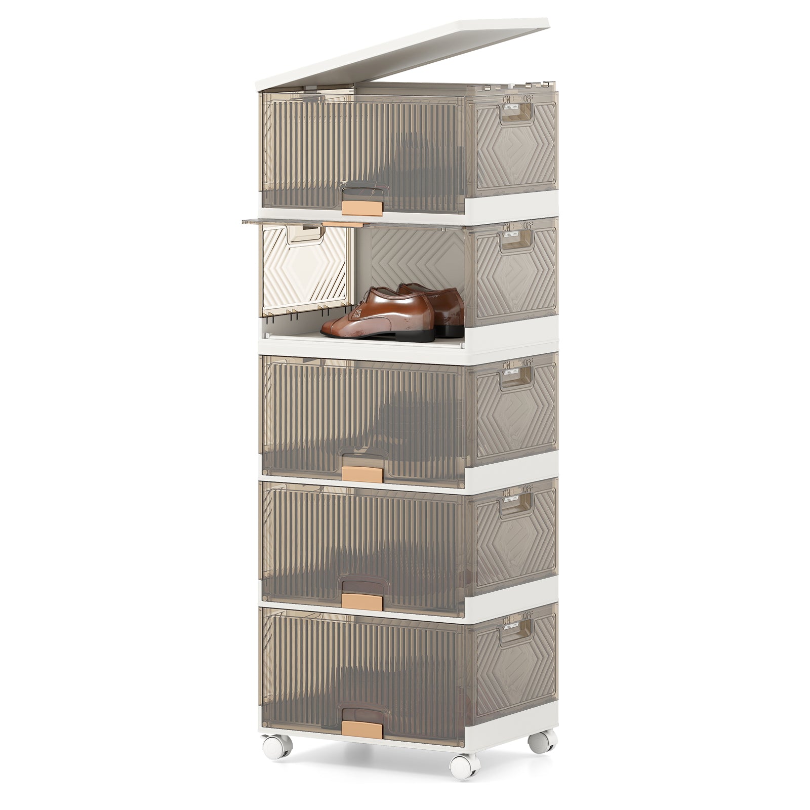 3/4/5/6-Cube Stackable Storage Bins, Detachable Wheels, 5 Cube, White Shoe Racks & Storage Benches White at Gallery Canada