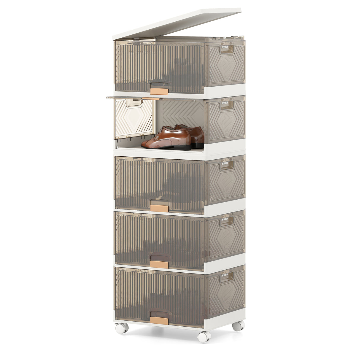 3/4/5/6-Cube Stackable Storage Bins, Detachable Wheels, 5 Cube, White Shoe Racks & Storage Benches White at Gallery Canada