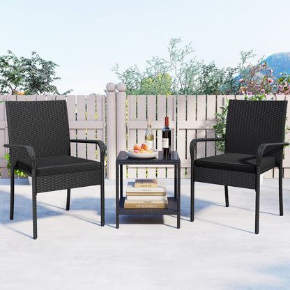 3 Piece Patio Set With Seat Cushions, Tempered Glass Tabletop, Black Patio Conversation Sets at Gallery Canada
