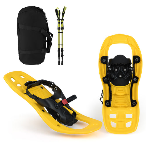 17” Kids Snowshoes with Telescoping Trekking Poles, Yellow