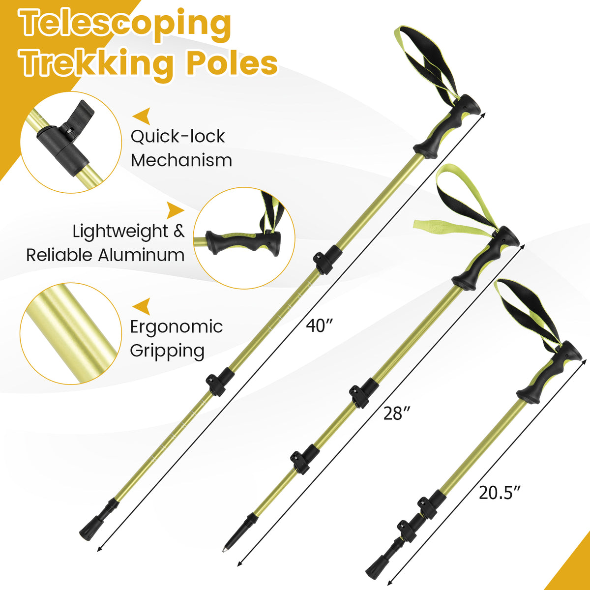 17” Kids Snowshoes with Telescoping Trekking Poles, Yellow Winter Sports & Activities at Gallery Canada