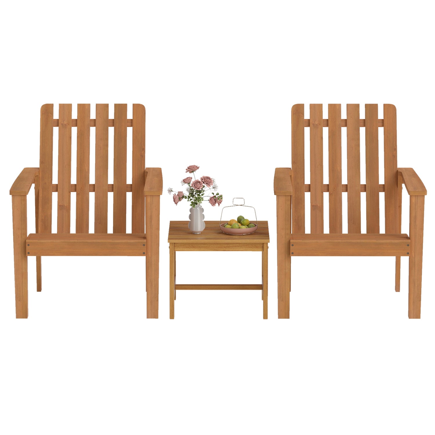 17” Square Patio Acacia Wood Side Table with Slatted Tabletop-Set of 1 End & Side Tables Natural at Gallery Canada
