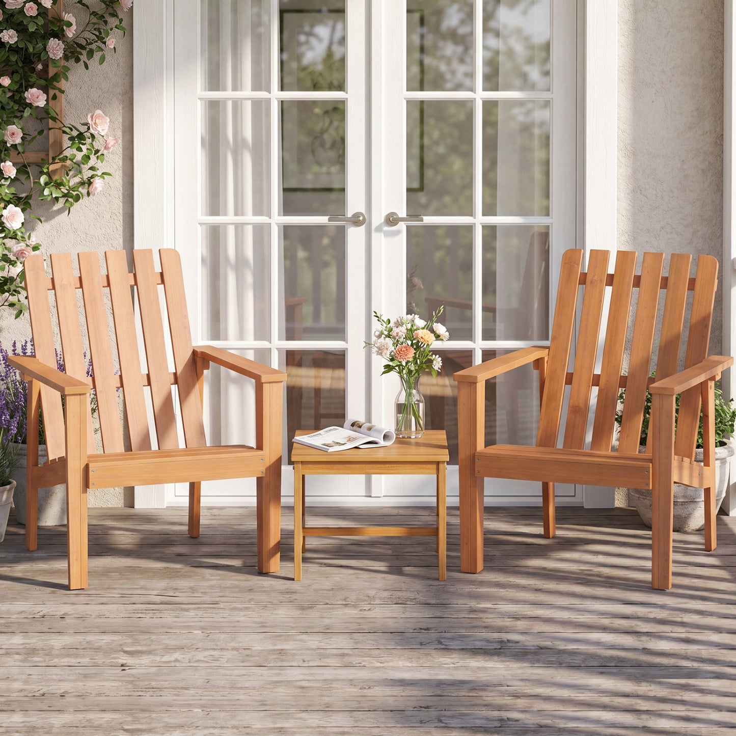 17” Square Patio Acacia Wood Side Table with Slatted Tabletop-Set of 1 End & Side Tables at Gallery Canada