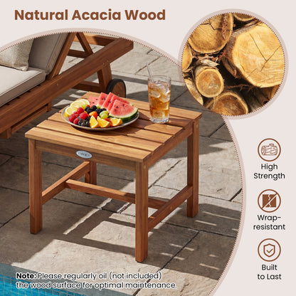 17” Square Patio Acacia Wood Side Table with Slatted Tabletop-Set of 1 End & Side Tables at Gallery Canada
