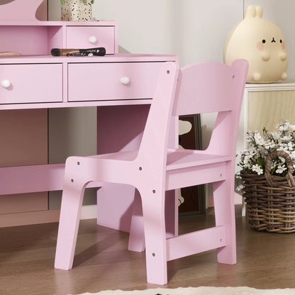 Kids Vanity Set, Makeup Table with Mirror, Stool, Drawers, Ages 3-8, Pink Toy Vanity at Gallery Canada