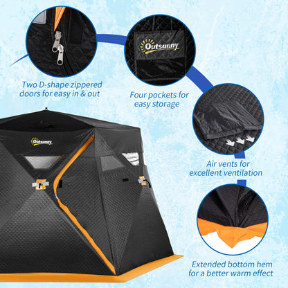 4 Person Insulated Ice Fishing Shelter, Pop-Up Tent with Carry Bag, 2 Doors, Black Ice Fishing Tents at Gallery Canada