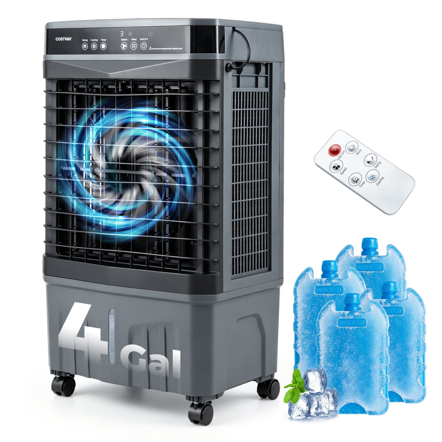 1800 CFM Evaporative Air Cooler, 4 Gal Tank, Black Air Coolers Black at Gallery Canada