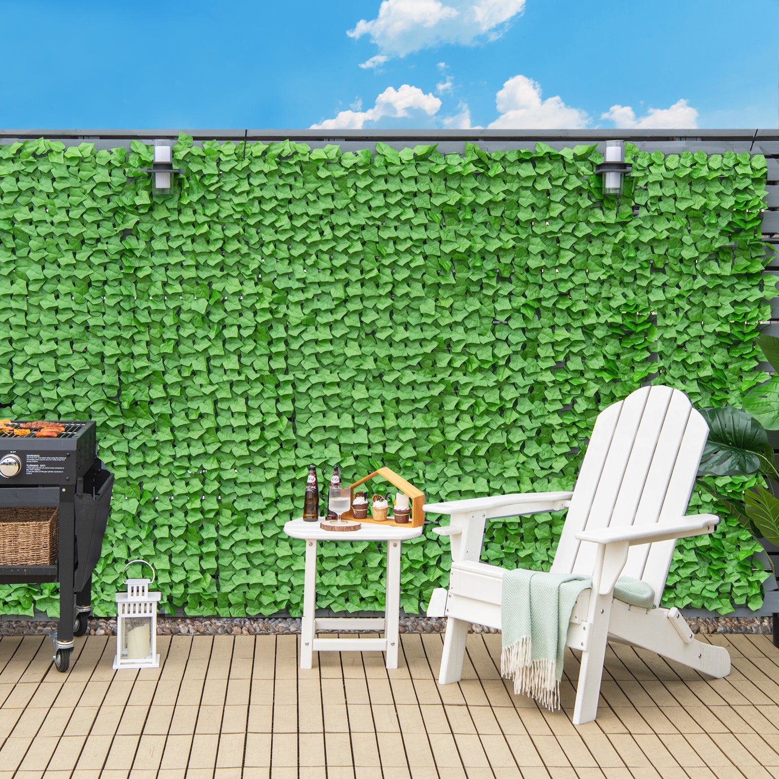 118 x 39 Inch Artificial Ivy Privacy Fence, Light Green Decorative Fencing & Flooring at Gallery Canada