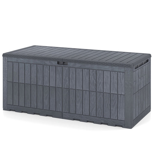 180 Gal Outdoor Deck Box, Lockable Storage Bin, Gray