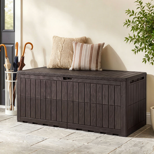 180 Gal Outdoor Deck Box Lockable Storage Bin, Brown Sheds & Outdoor Storage Brown at Gallery Canada