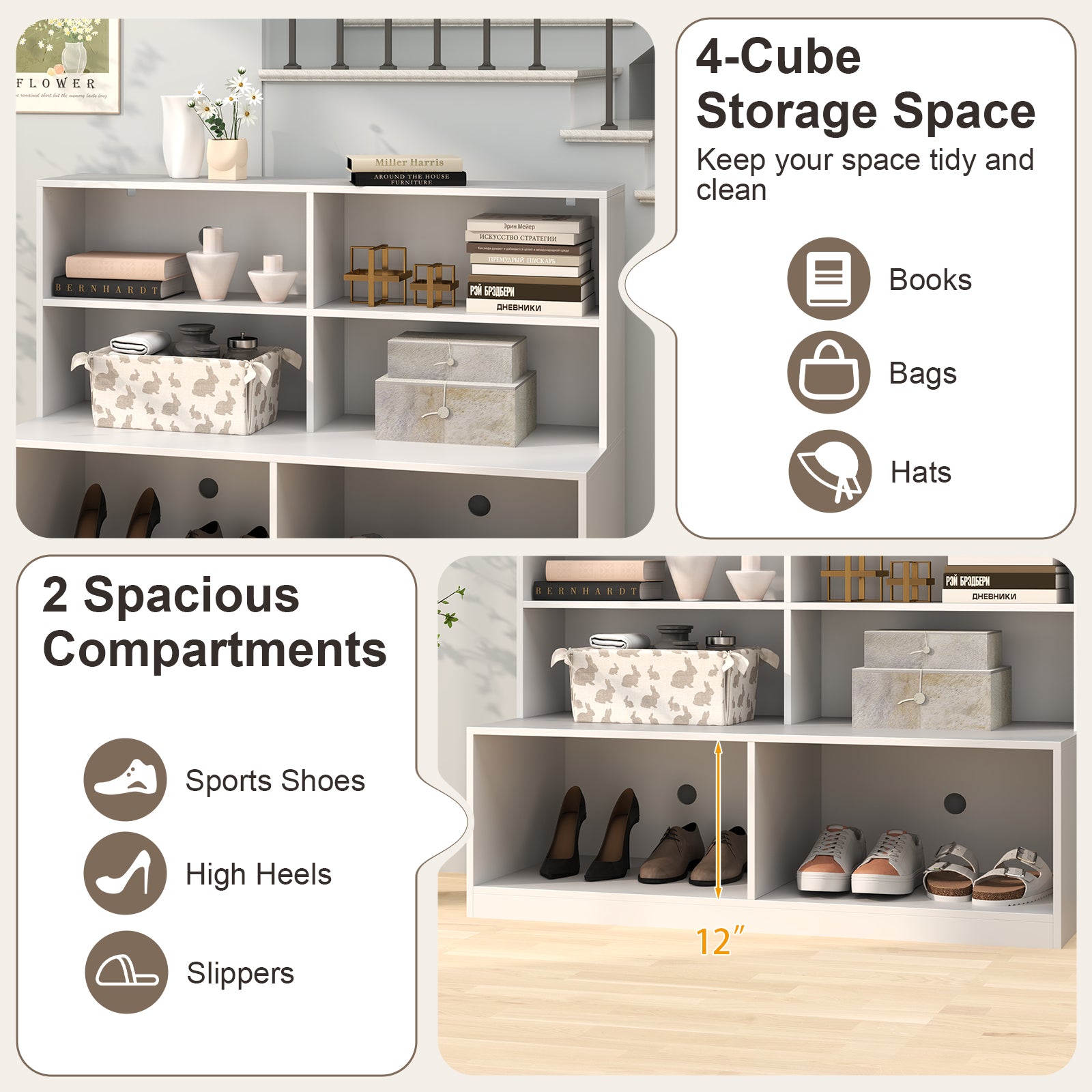 Shoe Cabinet, 2 Anti-Tipping Kits, White Shoe Racks & Storage Benches at Gallery Canada