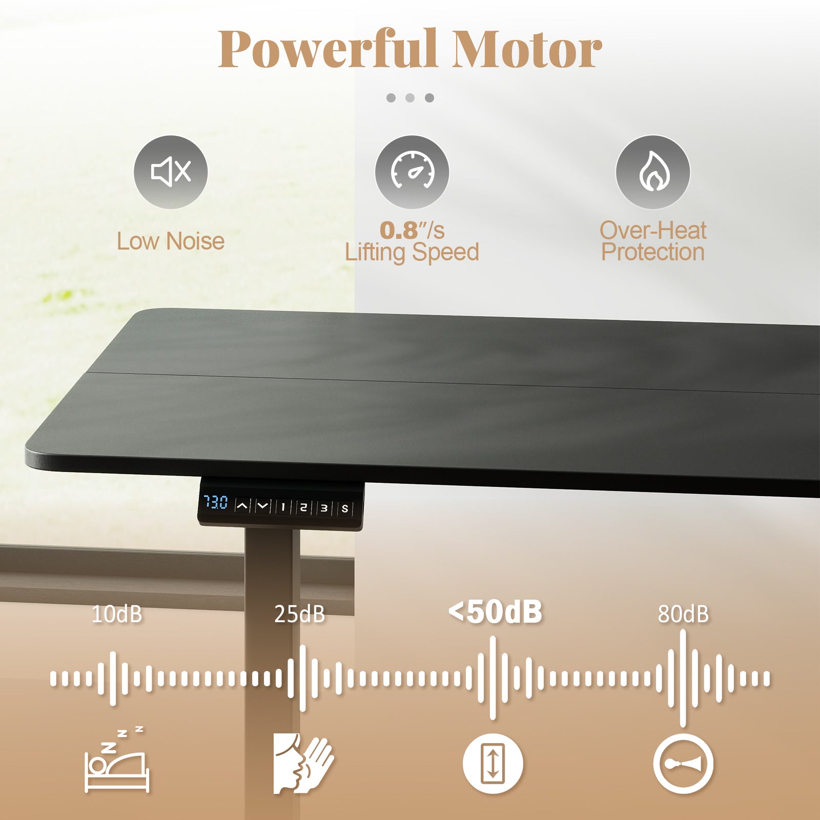 48 Inch x 24 Inch Electric Standing Desk, 3 Memory Settings, Black Standing Desks at Gallery Canada