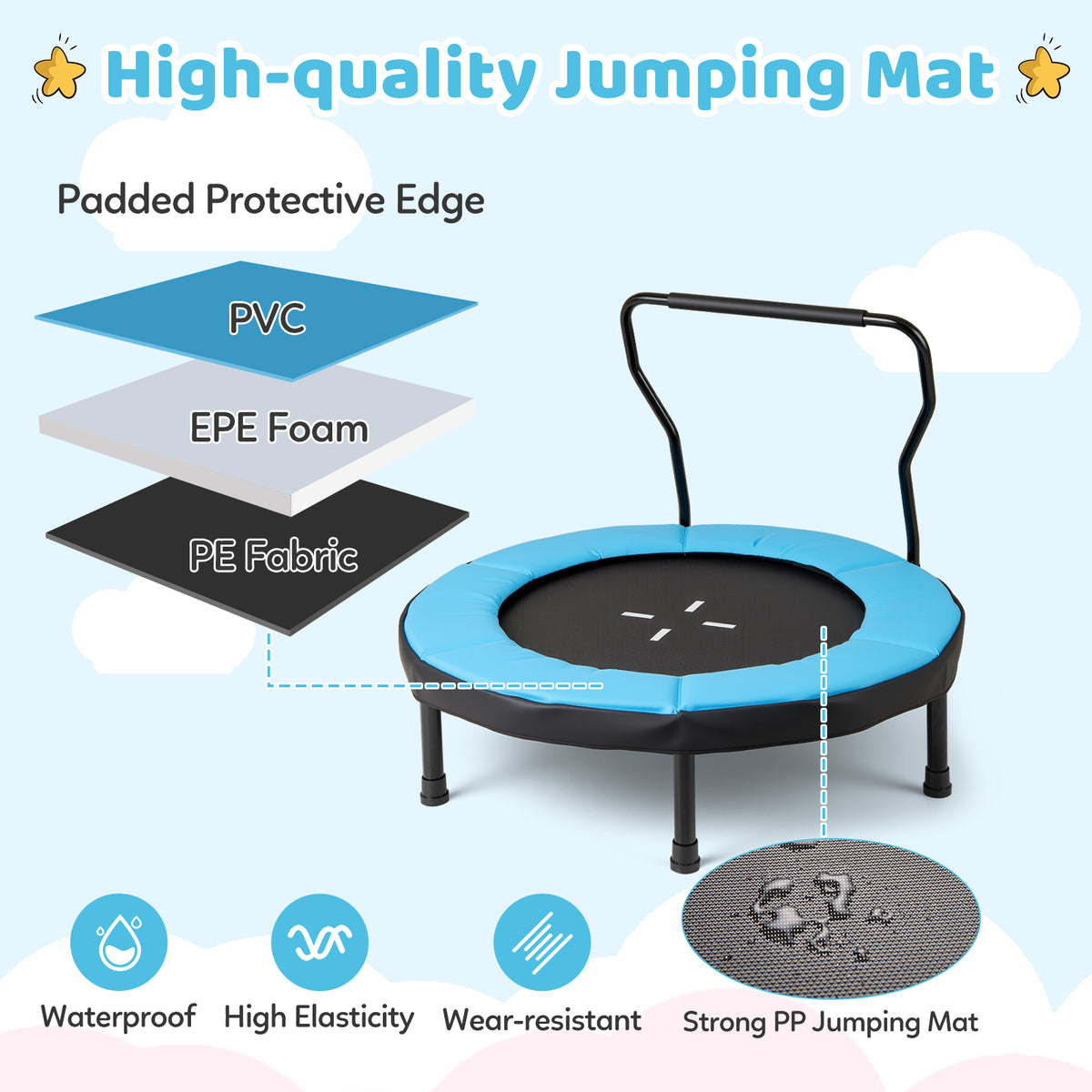 40 Inch Trampoline For Kids, Indoor Outdoor Fitness, Blue Trampolines at Gallery Canada