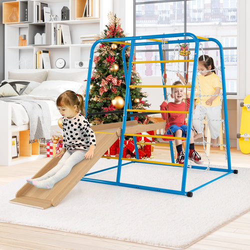 6-In-1 Indoor Jungle Gym With Slide, For Kids 3+ Years, Blue