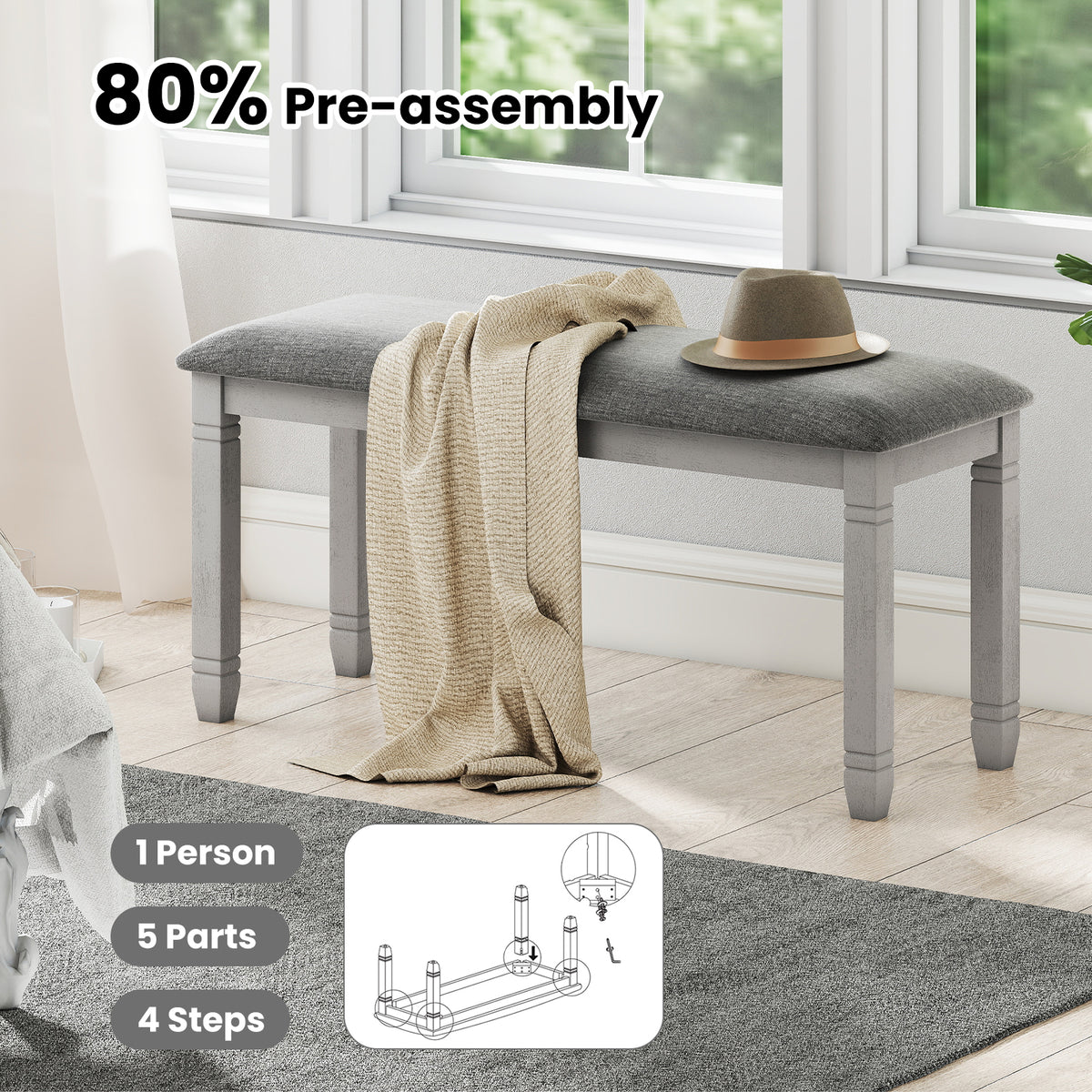 Upholstered Bedroom Bench, Gray Shoe Racks & Storage Benches at Gallery Canada