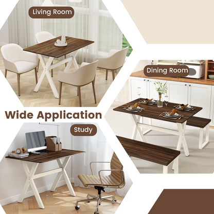 Modern Dining Table, Wooden Kitchen Table, X-Shaped Frame, White Dining Tables at Gallery Canada