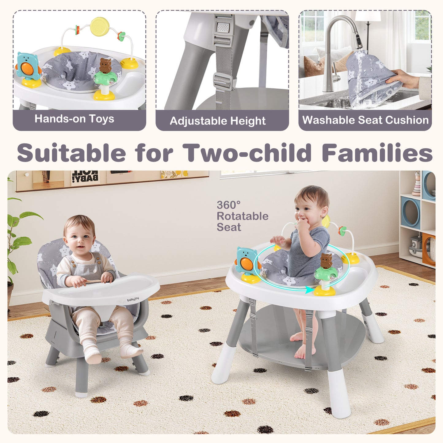 16-in-1 Baby High Chair, Activity Center, Booster Seat, Grey High Chairs at Gallery Canada