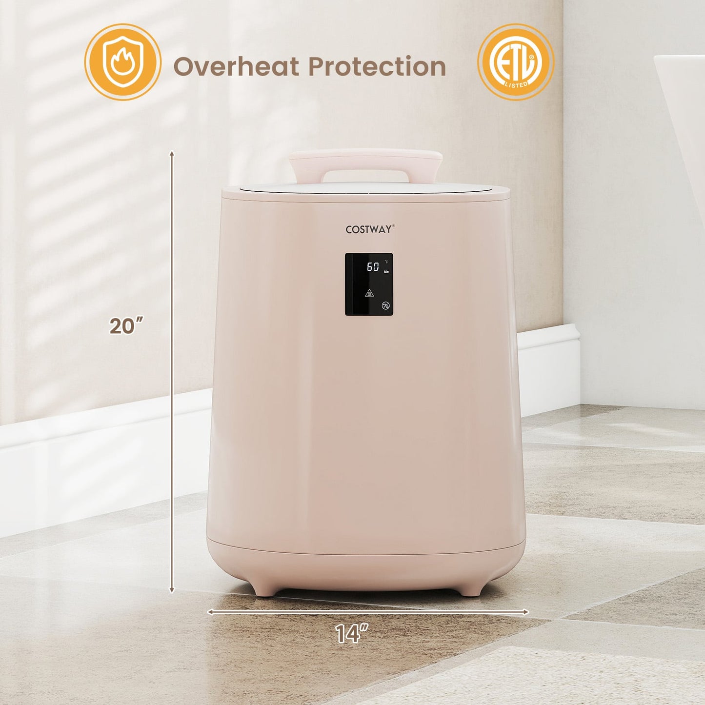18L Large Towel Warmer, LED Display, Auto Shut Off, Pink Dryers at Gallery Canada
