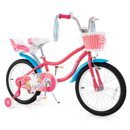 18 Inch Girls Bike, With Doll Seat And Training Wheels, Pink Kids Bike at Gallery Canada