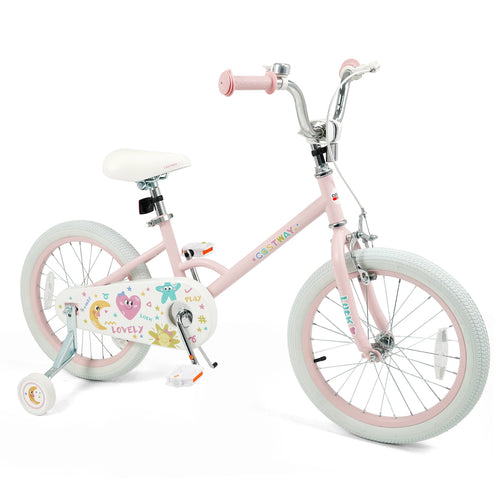 18 Inch Kids Bike Adjustable for 3-8 Years Old Children Pink - Stars & Moon, Pink