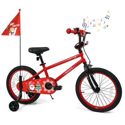 18 Inch Kids Bike Adjustable with Christmas Music & Flag for Aged 4-8 Years Old, Red Kids Bike at Gallery Canada