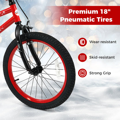 18 Inch Kids Bike Adjustable with Christmas Music & Flag for Aged 4-8 Years Old, Red Kids Bike at Gallery Canada