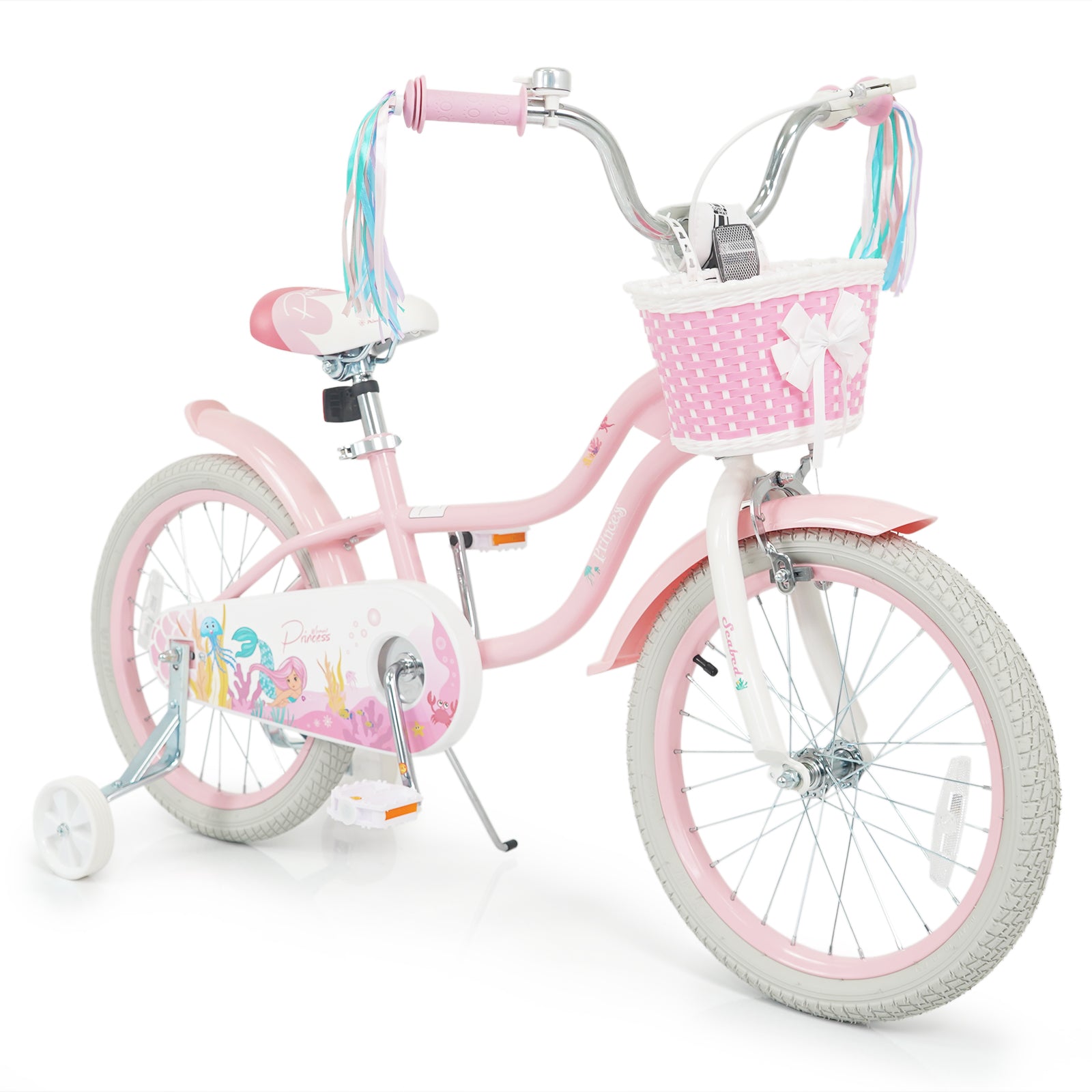 18-Inch Kids Bike, Adjustable, Princess Of The Sea Theme, Pink Kids Bike Pink at Gallery Canada