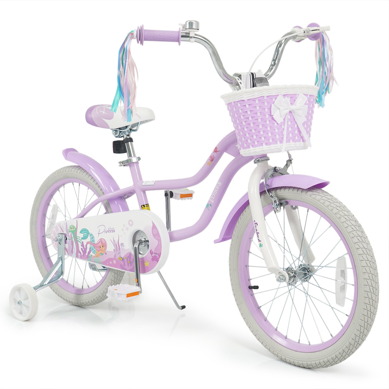 18-Inch Kids Bike, Adjustable With Basket, Princess Of The Sea, Purple Kids Bike Purple at Gallery Canada