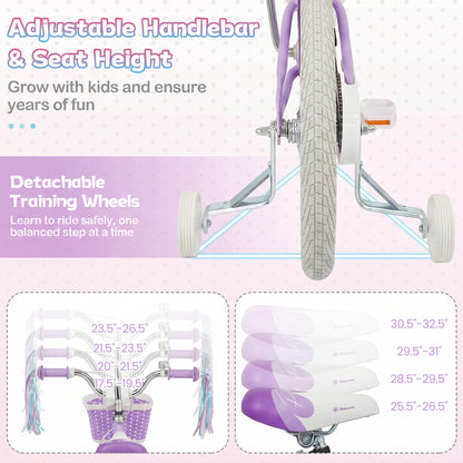 18-Inch Kids Bike, Adjustable With Basket, Princess Of The Sea, Purple Kids Bike at Gallery Canada