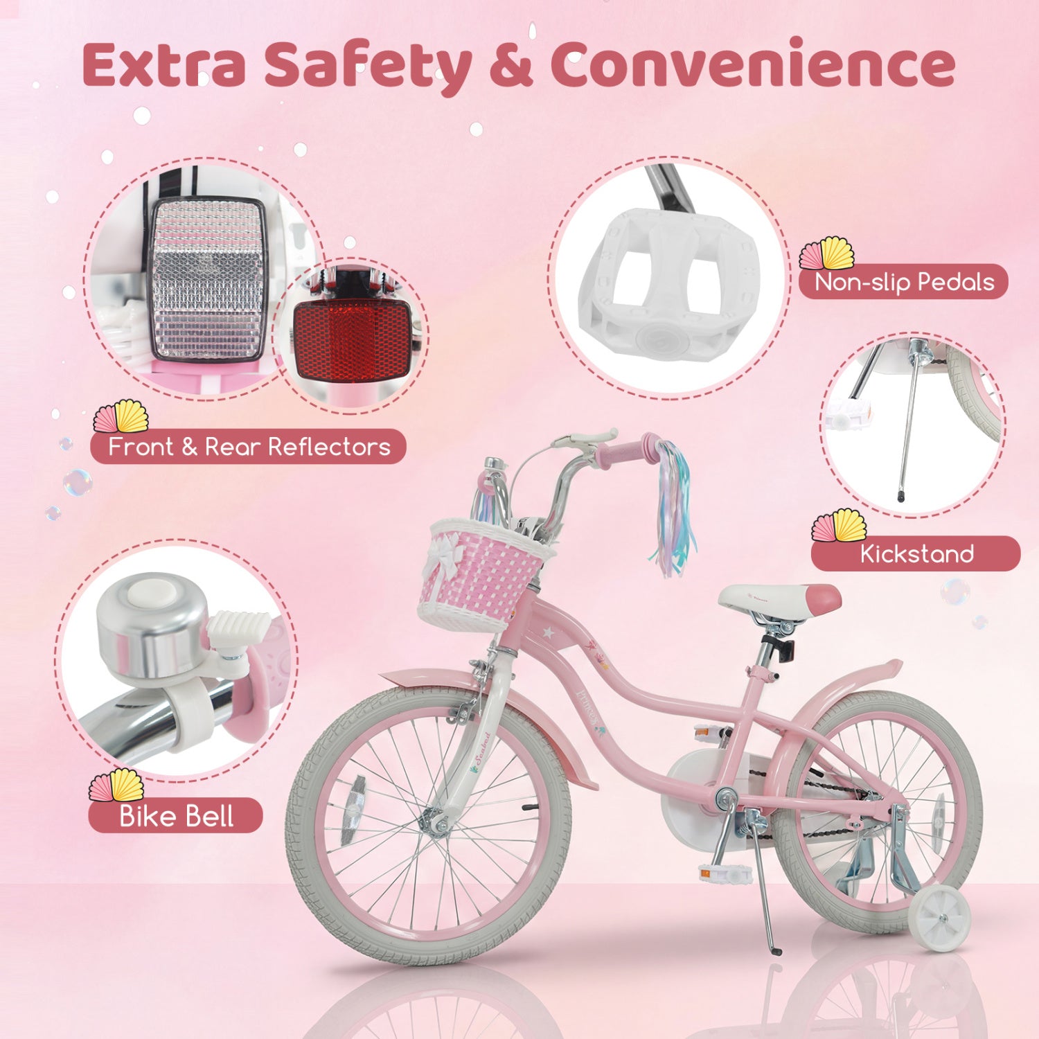 18-Inch Kids Bike, Adjustable, Princess Of The Sea Theme, Pink Kids Bike at Gallery Canada