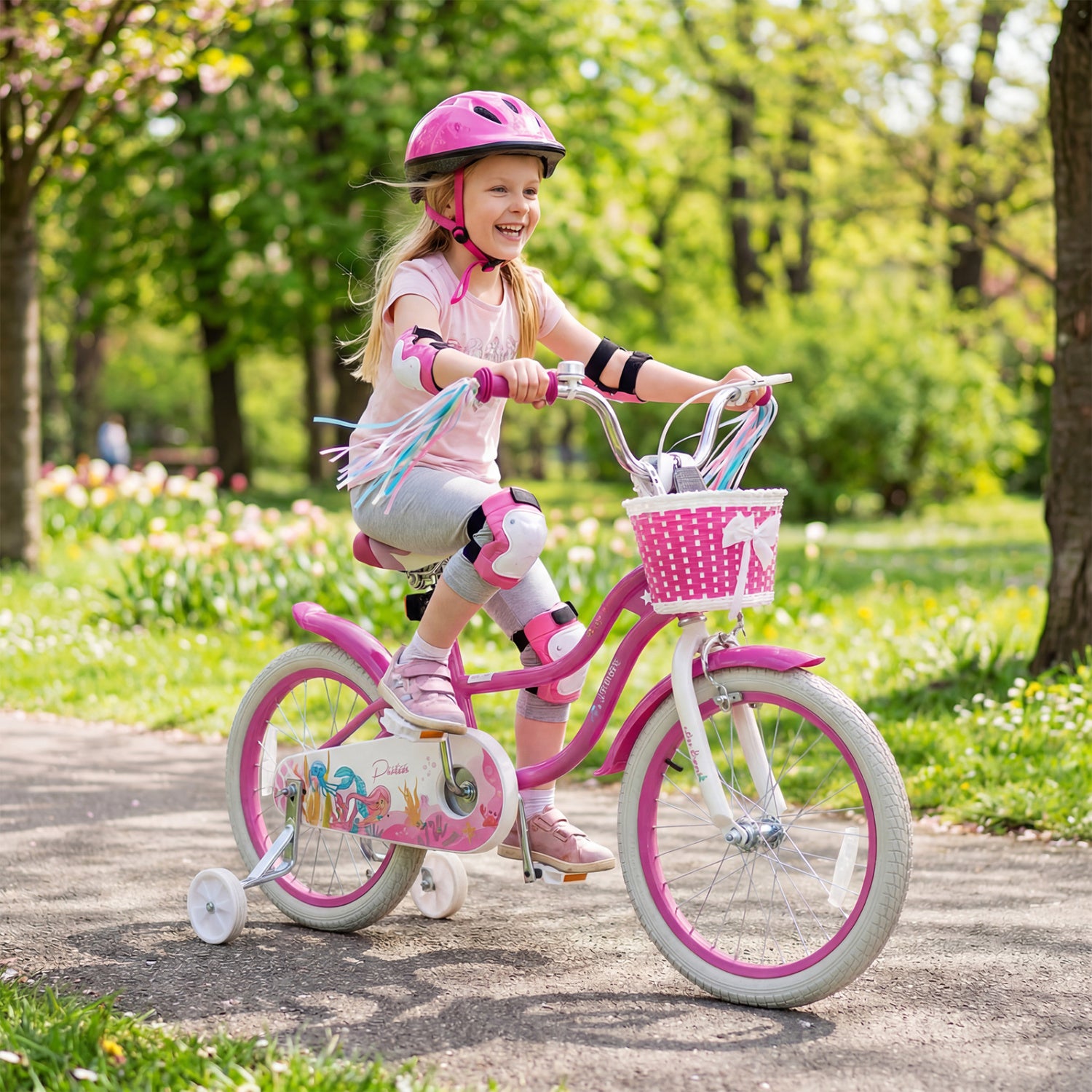 18-Inch Kids Bike, Adjustable, With Basket And Streamers, Rose Red Kids Bike at Gallery Canada