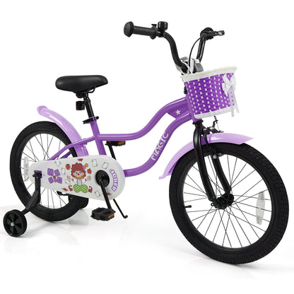 18 Inch Kids Bike with Training Wheels for Aged 3-8 Years Old - Magic Purple, Purple Kids Bike Purple at Gallery Canada