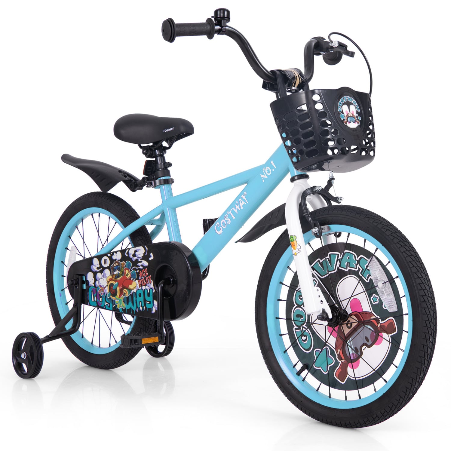 18 Inch Kids Bike, Adjustable Handlebar, Saddle, 4-8 Years, Blue Kids Bike at Gallery Canada