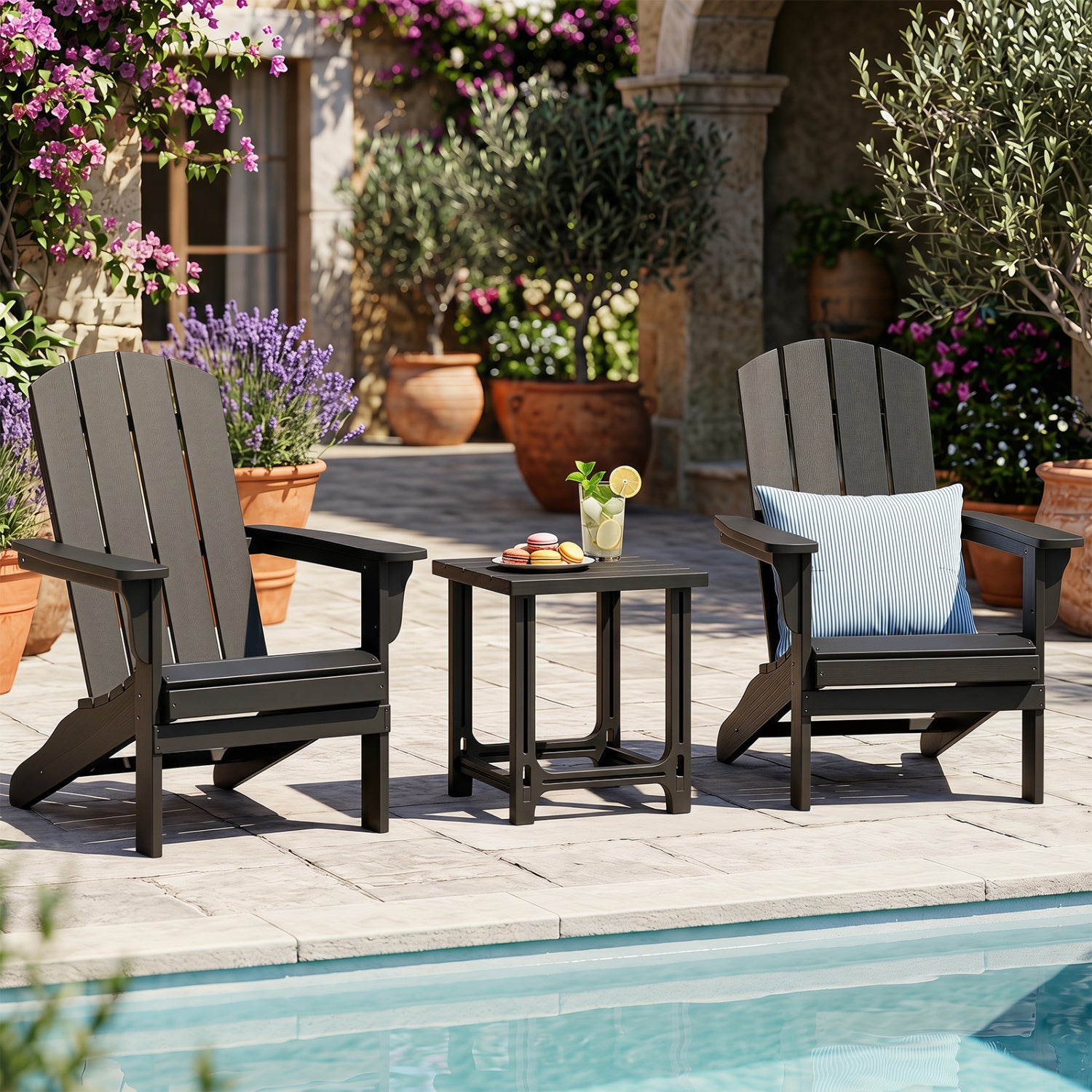 18 Inch Outdoor Adirondack Side Table, Black Patio Coffee Tables at Gallery Canada