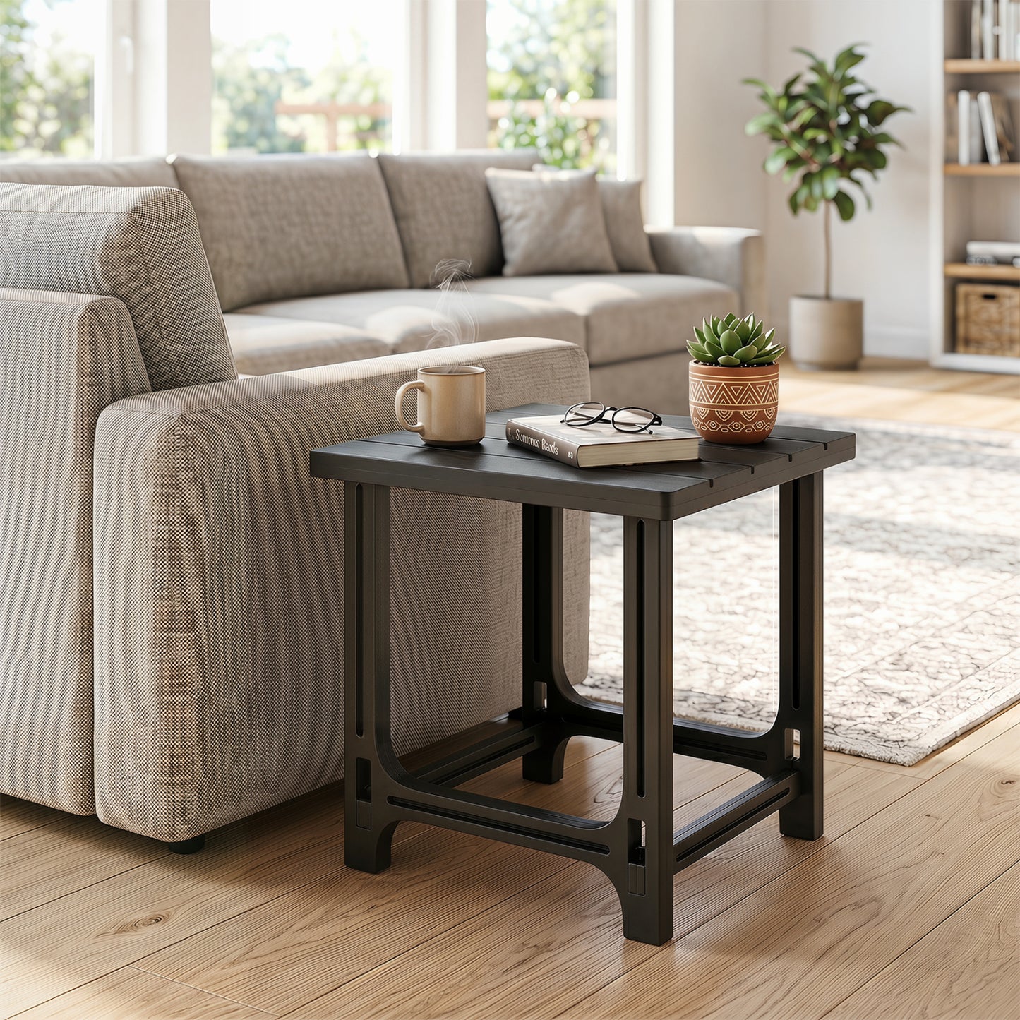 18 Inch Outdoor Adirondack Side Table, Black Patio Coffee Tables at Gallery Canada