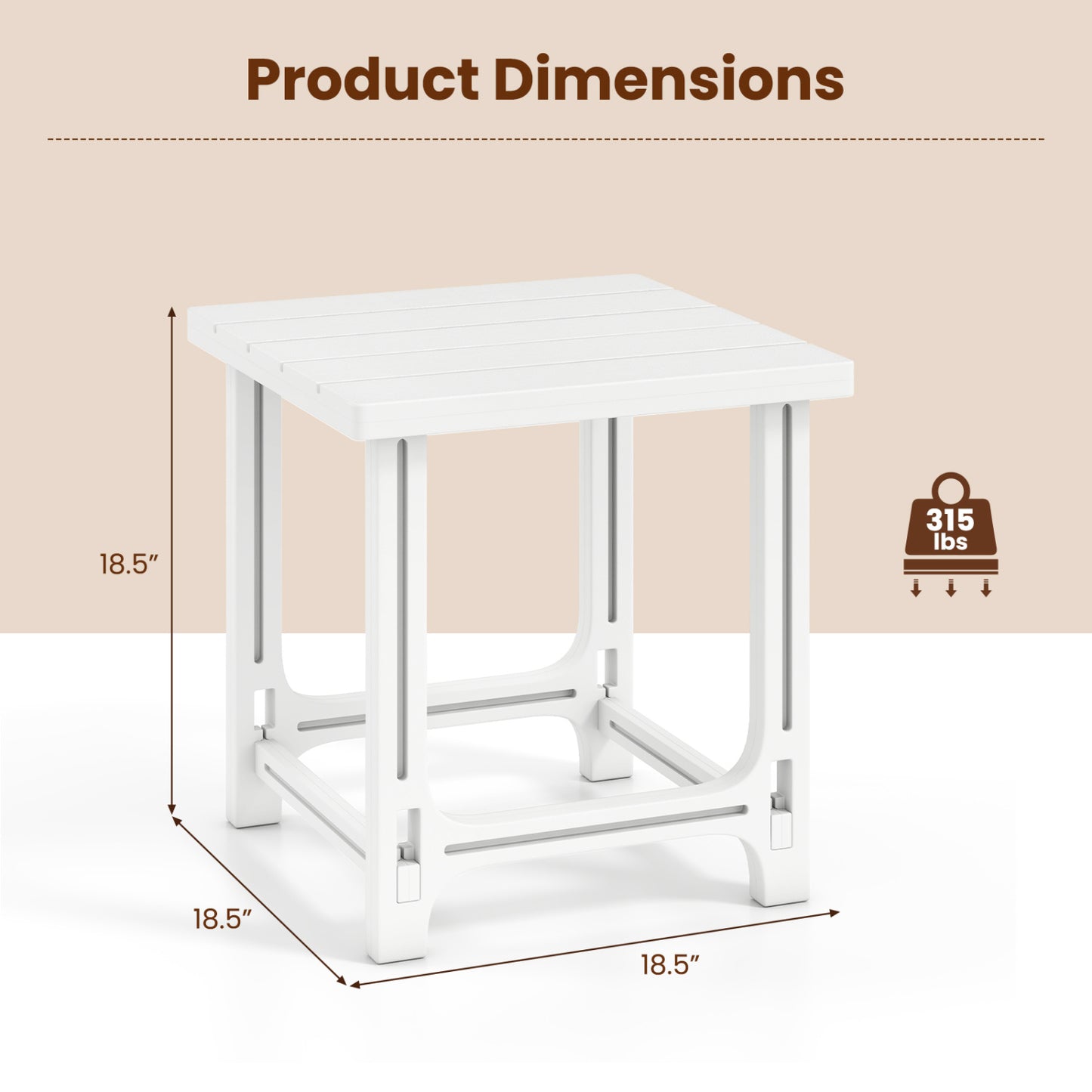 18 Inch Outdoor Adirondack Side Table, White Patio Coffee Tables at Gallery Canada