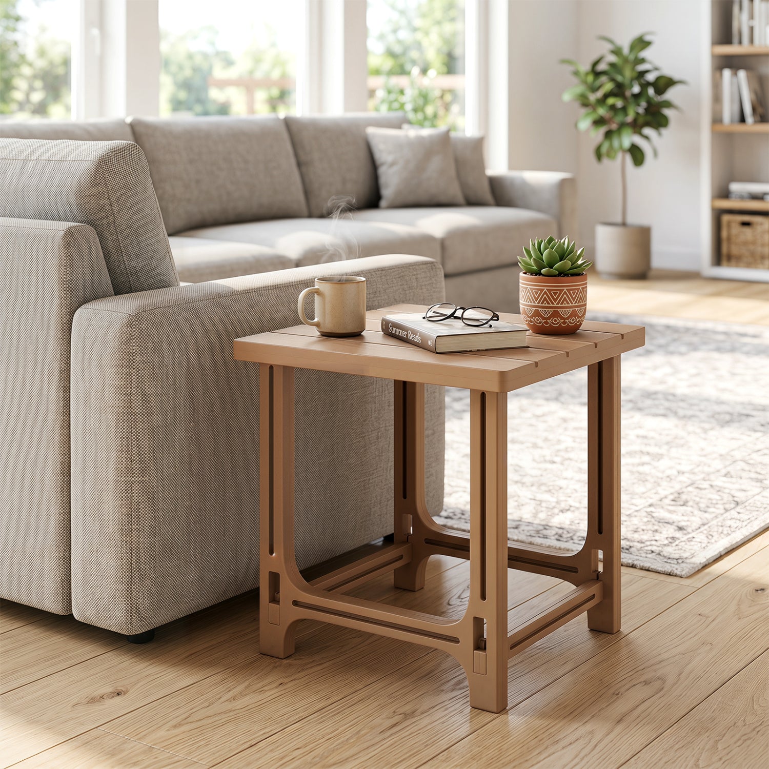 18 Inch Outdoor Adirondack Side Table, Brown Patio Coffee Tables at Gallery Canada