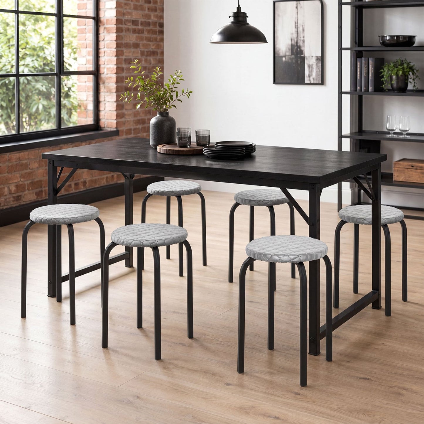 18in Round Stackable Stools, Set of 6, Removable Covers Bar Stools at Gallery Canada