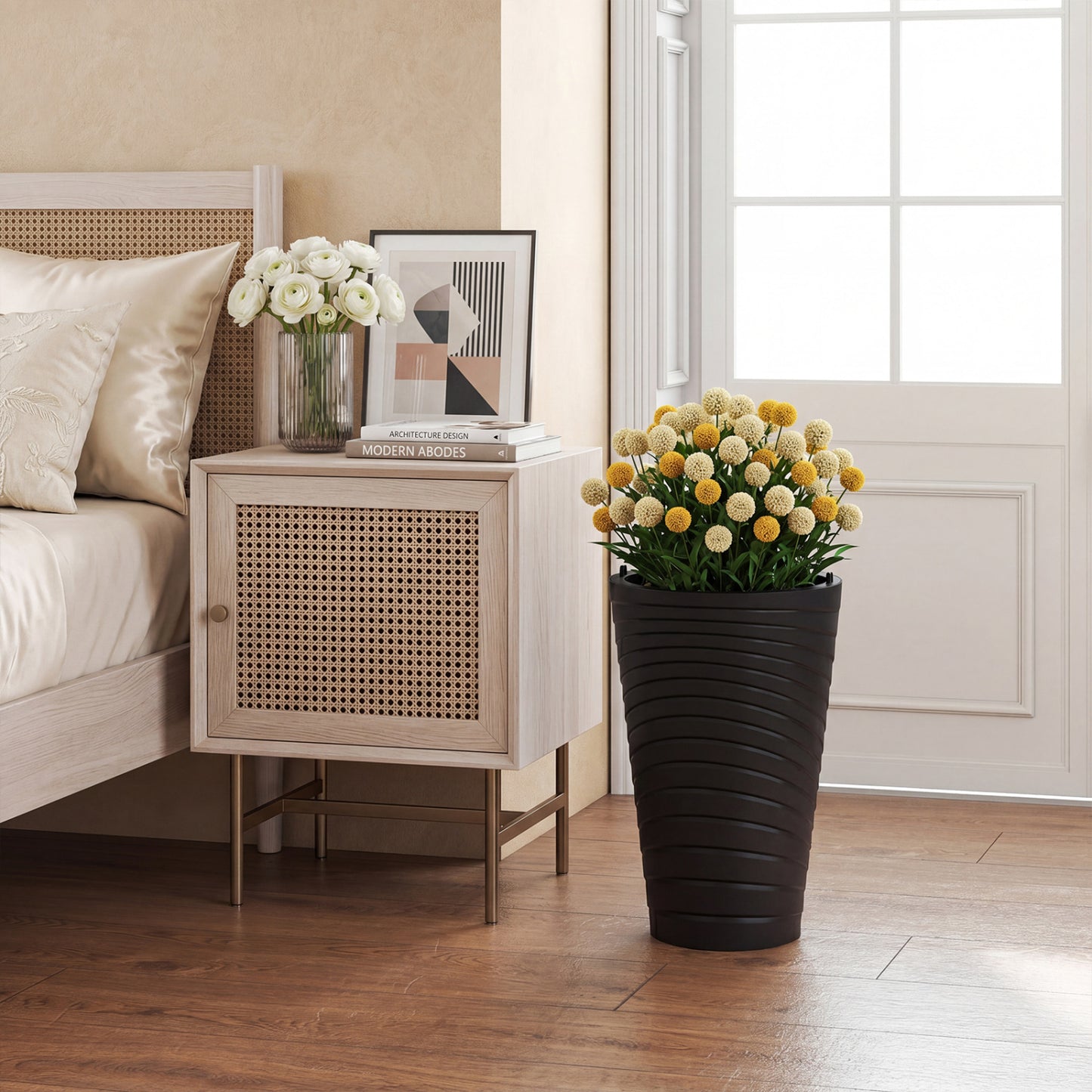 18" Tall Flower Pot Set of 2 with Insert Bucket, Black Raised Garden Beds at Gallery Canada