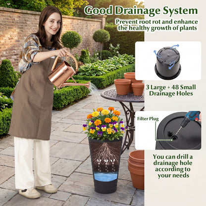 18" Tall Flower Pot Set of 2 with Insert Bucket, Black Raised Garden Beds at Gallery Canada