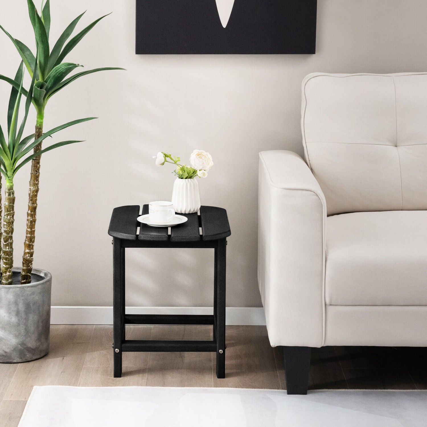 18 Inch Weather Resistant Side Table, Black Patio Coffee Tables at Gallery Canada