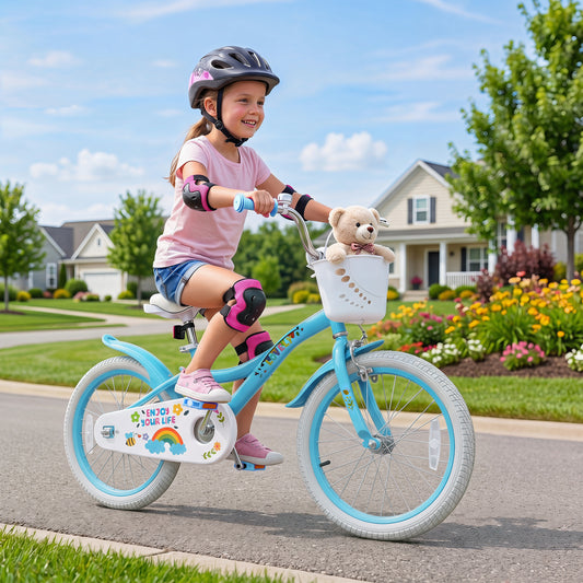 18 Inch Girls Bike with Basket, Blue Kids Bike Blue at Gallery Canada