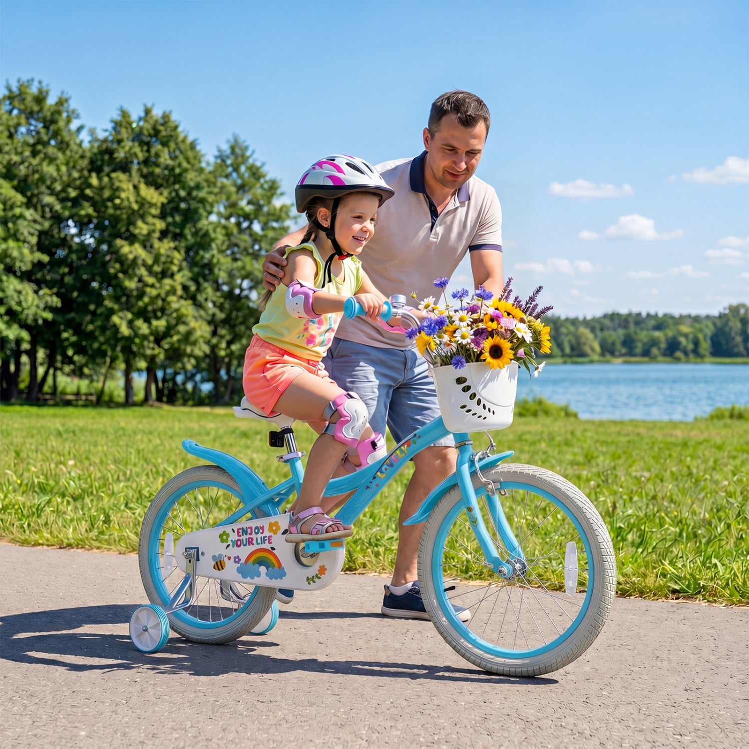 18 Inch Girls Bike with Basket, Blue Kids Bike at Gallery Canada