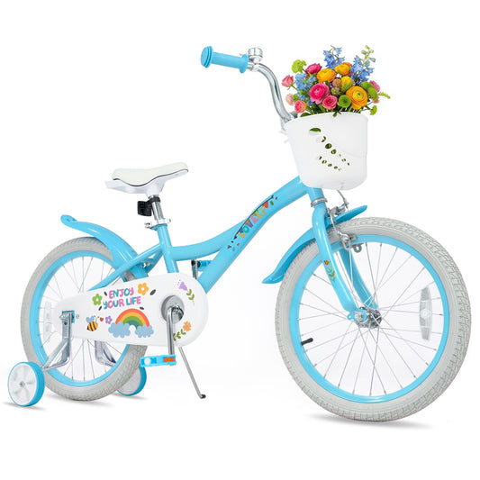 18 Inch Girls Bike with Basket, Blue Kids Bike Blue at Gallery Canada
