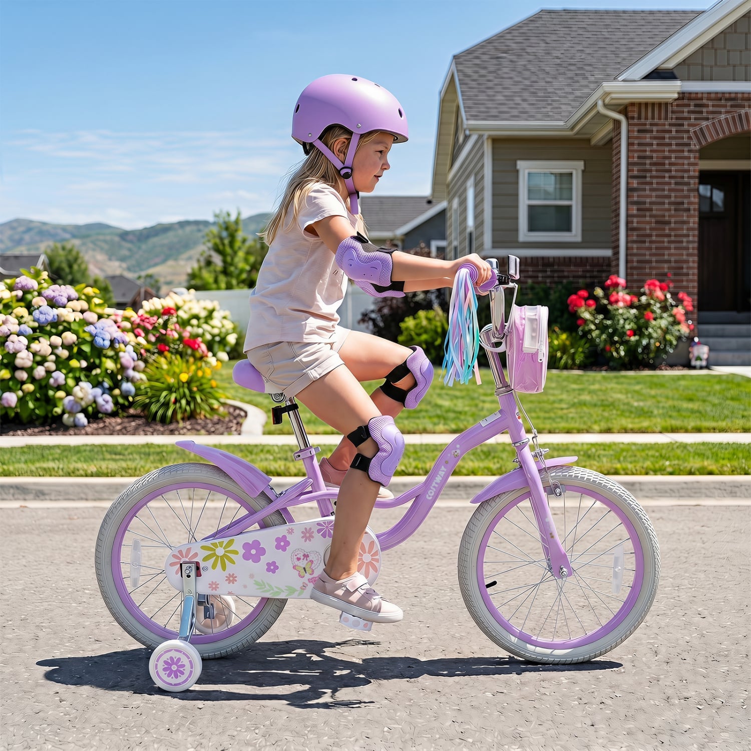 18 in Girls Bike with Front Bag, Purple Kids Bike at Gallery Canada