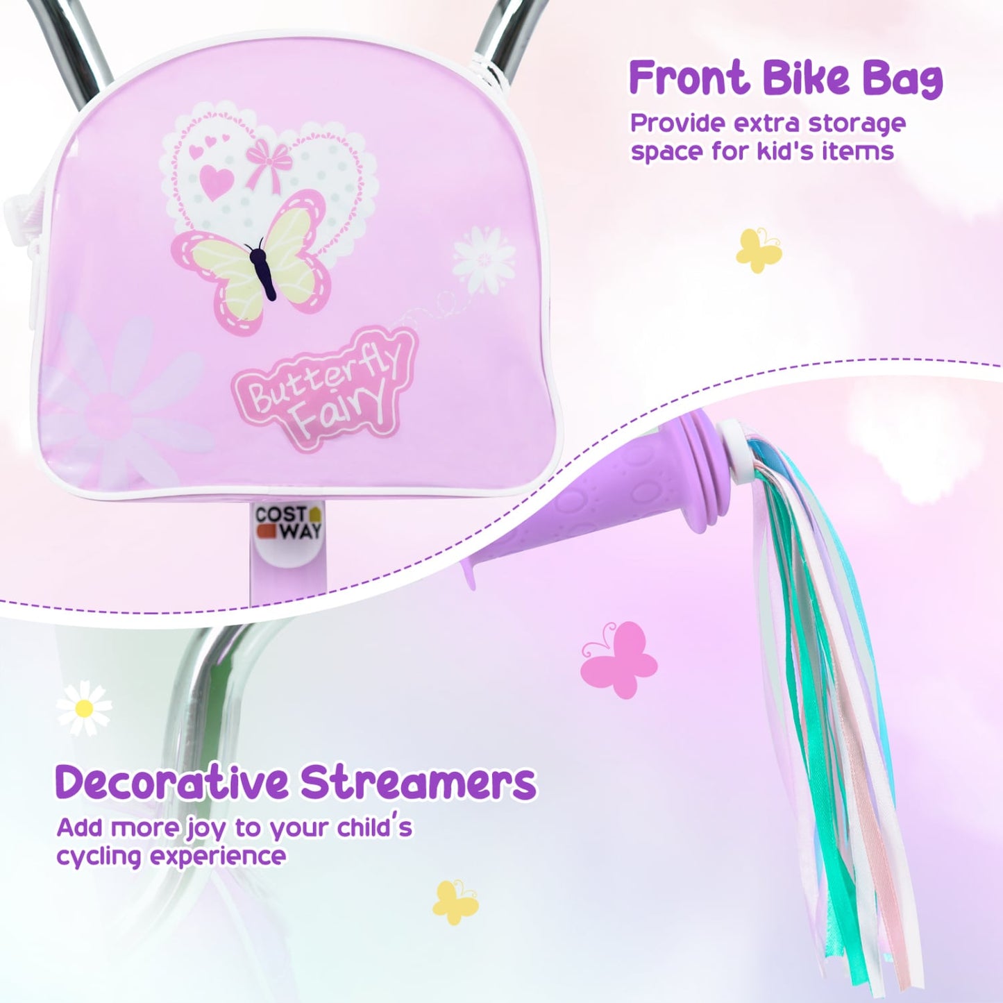 18 in Girls Bike with Front Bag, Purple Kids Bike at Gallery Canada