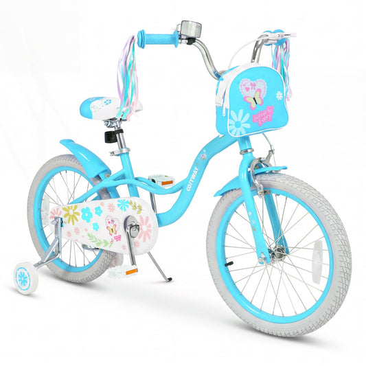 18-Inch Girls Bike, Front Bag & Streamers, Blue Kids Bike Blue at Gallery Canada