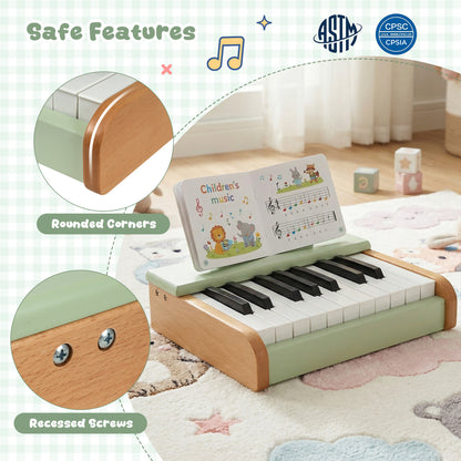 18 Keys Wooden Piano for Kids with Removable Music Stand, Green Pianos & Keyboards at Gallery Canada