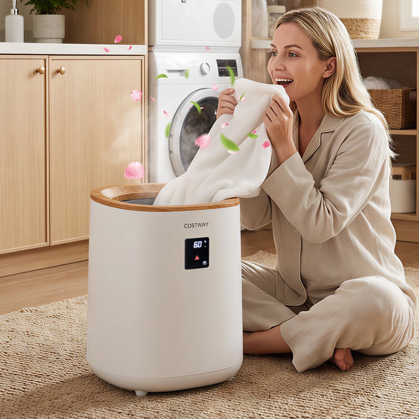 18 L Large Blanket Towel Warmer With LED Display, White Dryers at Gallery Canada