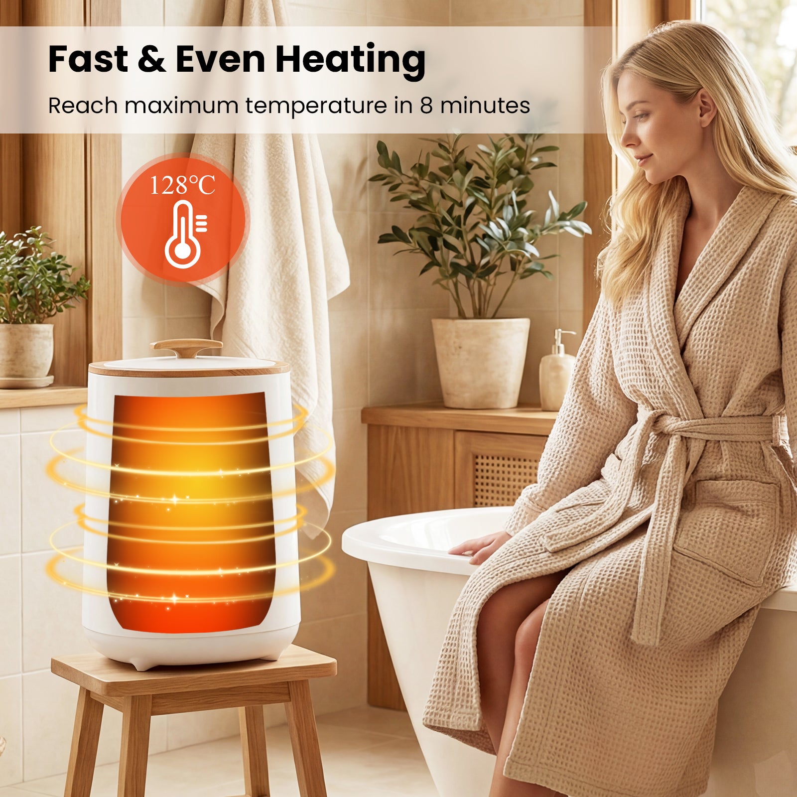 18 L Large Blanket Towel Warmer With LED Display, White Dryers at Gallery Canada